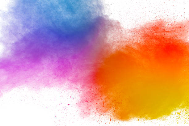 istock Multi color powder explosion isolated on white background. Colored dust splash cloud  on white background. Launched colorful particles on background. Painted Holi in festival. 978382422