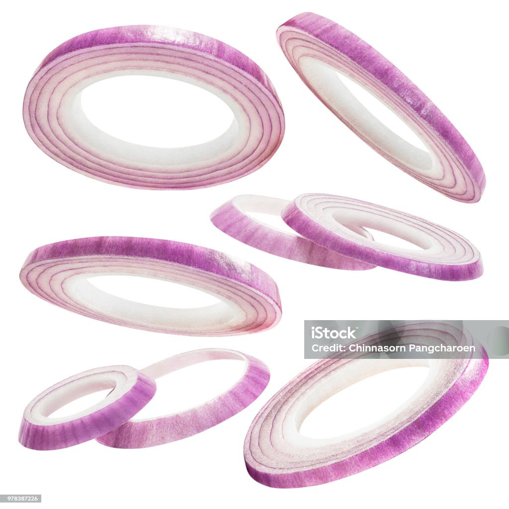 Onion slice isolated Onion slice for food or burger ingredient isolated on white background with clipping path Onion Stock Photo