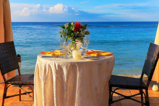 istock Romanticism: Beach with table for two, romantic dinner – Montego Bay - Jamaica 978387458