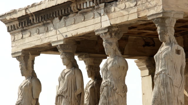 pan erechthion caryatids at the acropolis in athens, greece