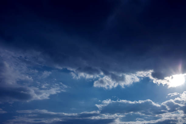 Beautiful clouds with blue sky background. Nature weather, cloud blue sky and sun