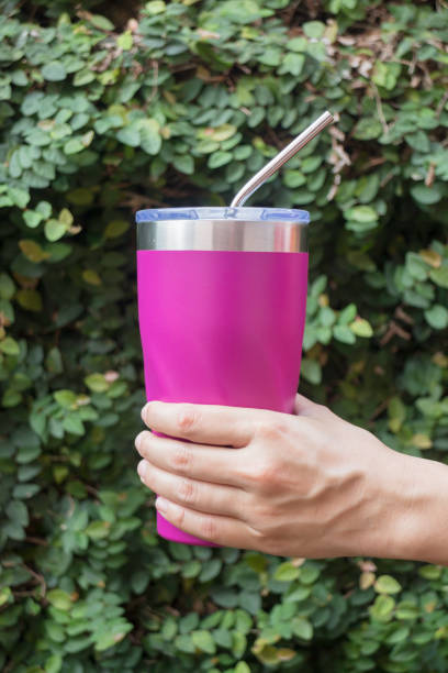 istock Stainless steel straw and thermos mugs for reusable set 978402012