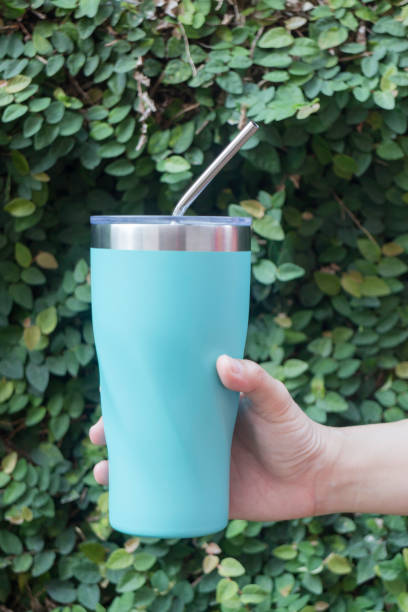 istock Stainless steel straw and thermos mugs for reusable set 978402020