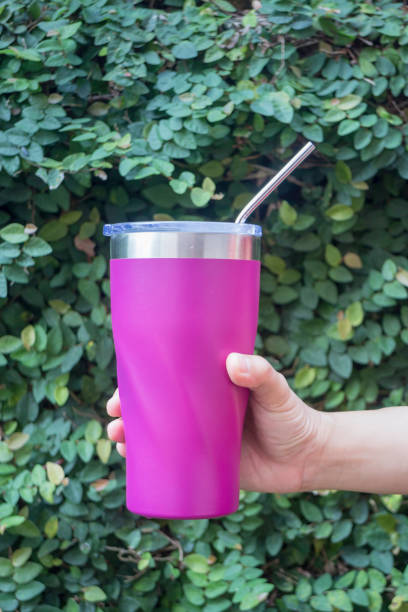 istock Stainless steel straw and thermos mugs for reusable set 978402066