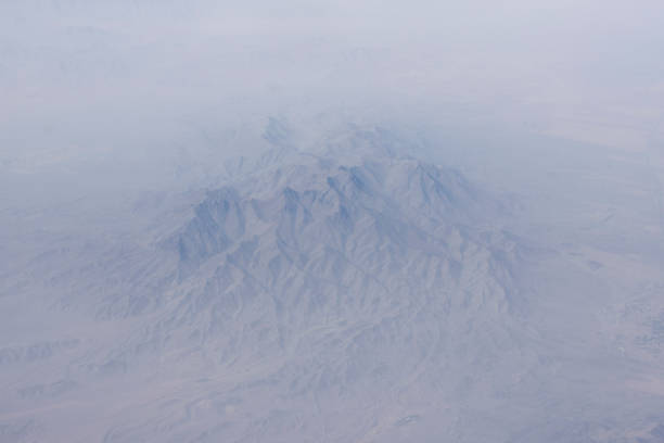 Misty mountains aerial photo. stock photo