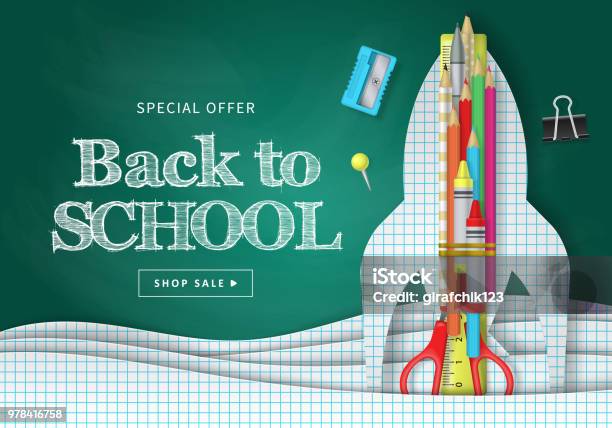 Back To School Banner Design Stock Illustration - Download Image Now - Back to School, Vector, Education