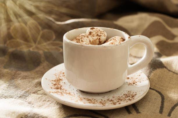 istock Cup of hot chocolate with marshmallows in sunlight 978444536