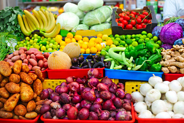 istock Vegetables and fruits at open air market 978454438