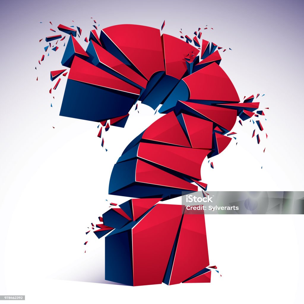 Question Block Smashed Broken Question Mark Exploding Query Breaking To Pieces Vector 3d ...