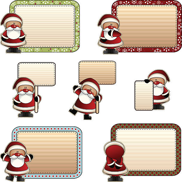 Father Christmas Labels vector art illustration