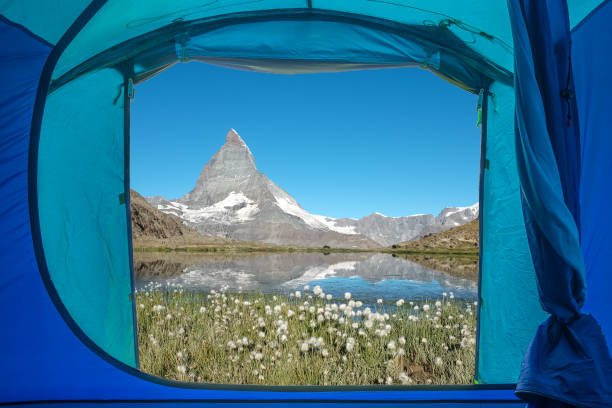 istock View from inside a tent onto the famous Matterhorn 978510926