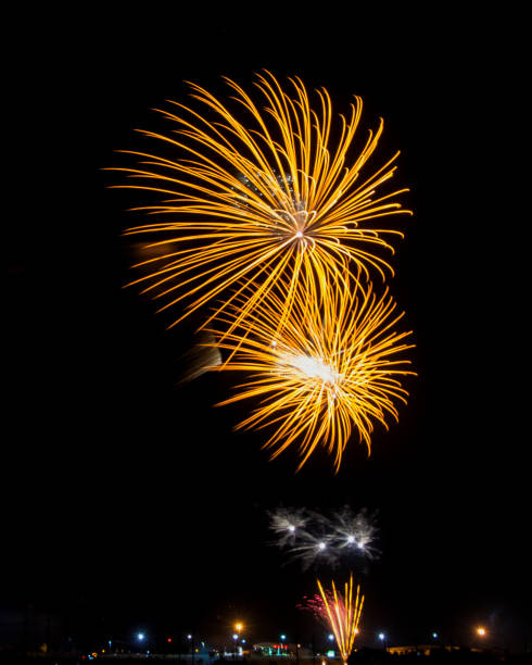 istock Twin Golden Star Fireworks 978517186