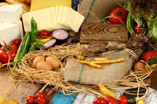 Composition with variety of raw vegetables