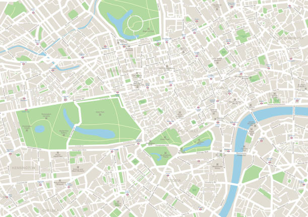 London Map Highly detailed vector map of London - illustration usa england stock illustrations