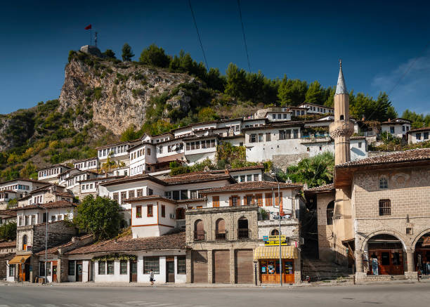 ottoman style architecture view in historic berat old town albania