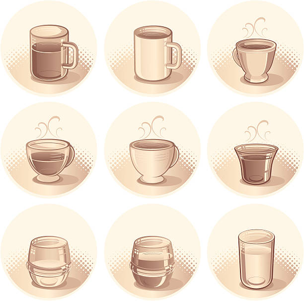 ilustrações de stock, clip art, desenhos animados e ícones de conjunto de café - steam black coffee heat drink