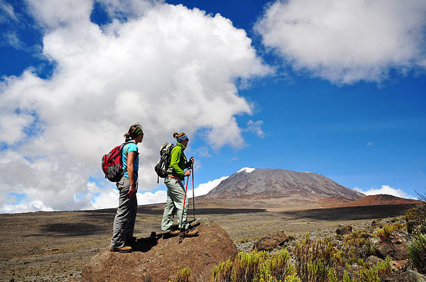 Hiking Kilimanjaro stock photo