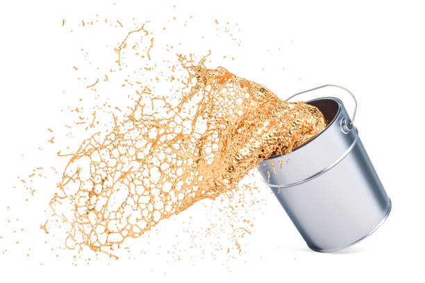 istock Gold paint splashing out of can 978561926