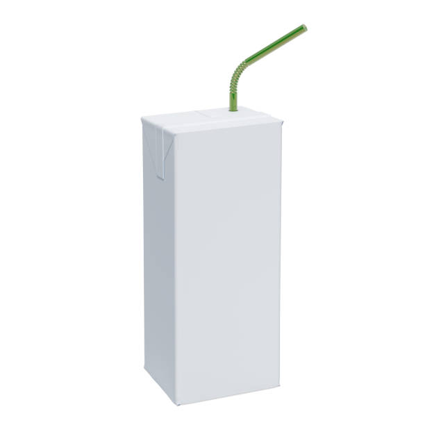 istock Juice or milk box with drinking straw for mock up. 3D rendering isolated on white background 978561984