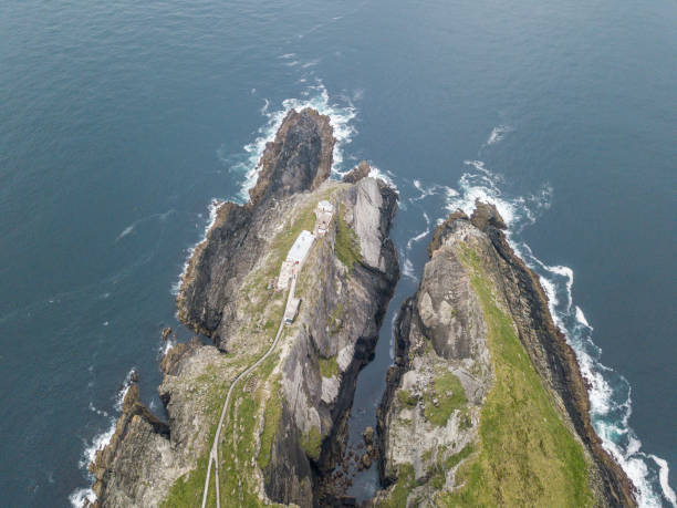 Mizen Head, Co. Cork, Ireland. Aerial view of Mizen Bridge, Mizen Head, Co. Cork, Ireland. mizen head stock pictures, royalty-free photos & images