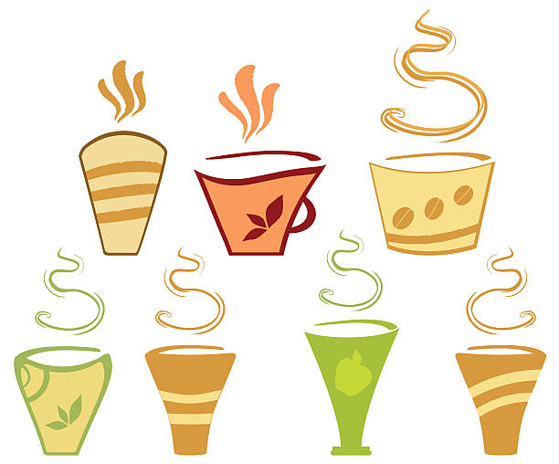 illustrazioni stock, clip art, cartoni animati e icone di tendenza di clip-art cafe - tea cup tea green tea chinese tea