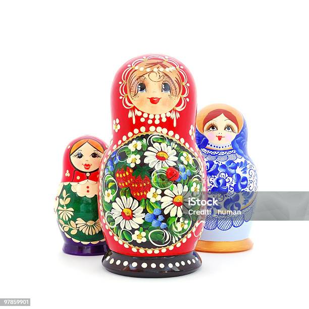 Rosyjski Zagnieżdżony Dolls - zdjęcia stockowe i więcej obrazów Bez ludzi - Bez ludzi, Białe tło, Czerwony