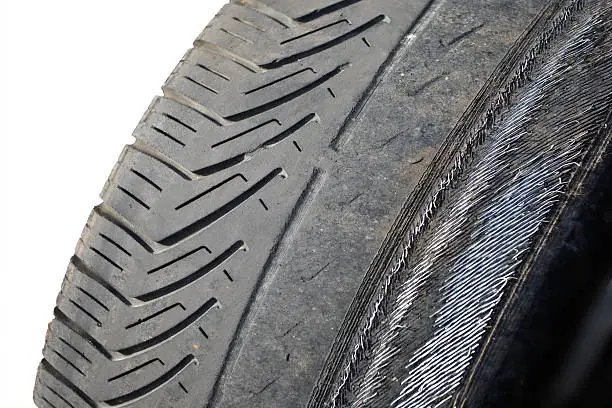 Photo of worn out tyre