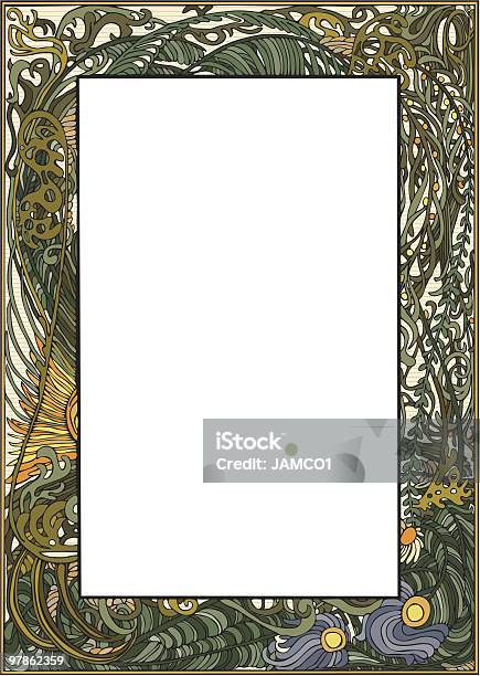 Art Nouveau Moldura - Arte vetorial de stock e mais imagens de Art Nouveau - Art Nouveau, Moldura - Composição, Folha