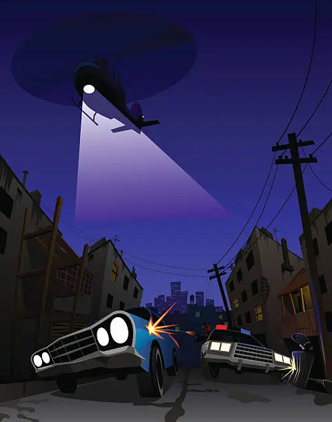 Vector illustration of Police pursuit