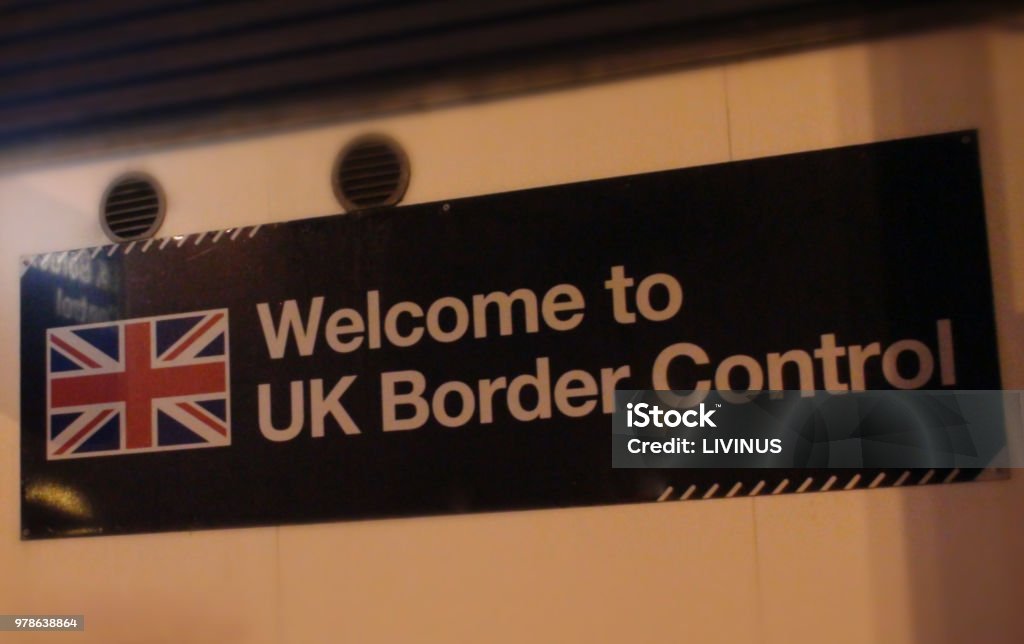 British Border Control Sign View UK Stock Photo