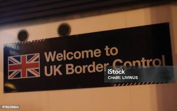 British Border Control Sign View Stock Photo - Download Image Now - UK, Geographical Border, Customs