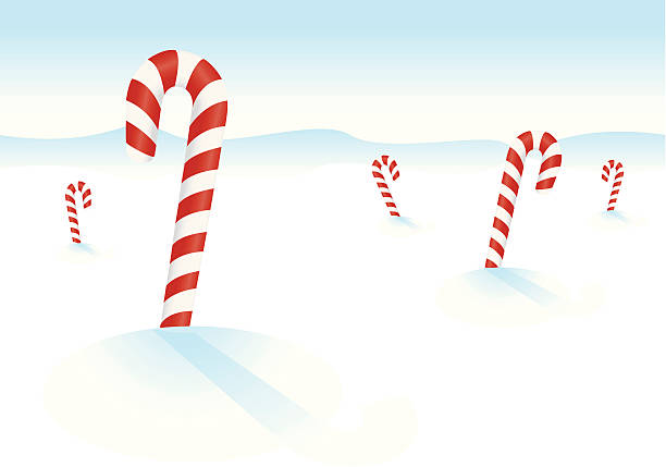 candy cane snow drifts vector art illustration