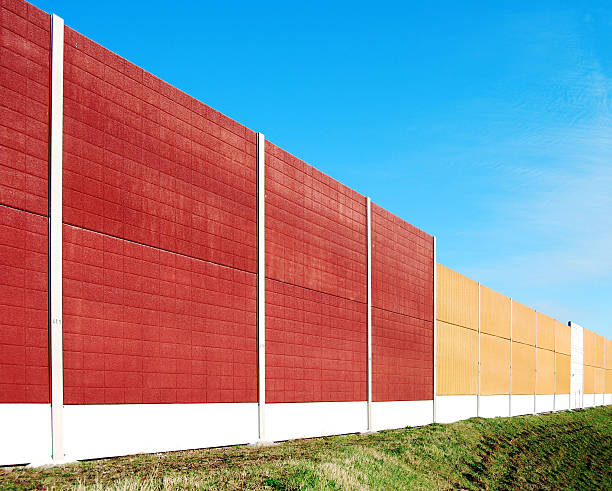 istock Red and Tan Wall to Block Noise 97864771