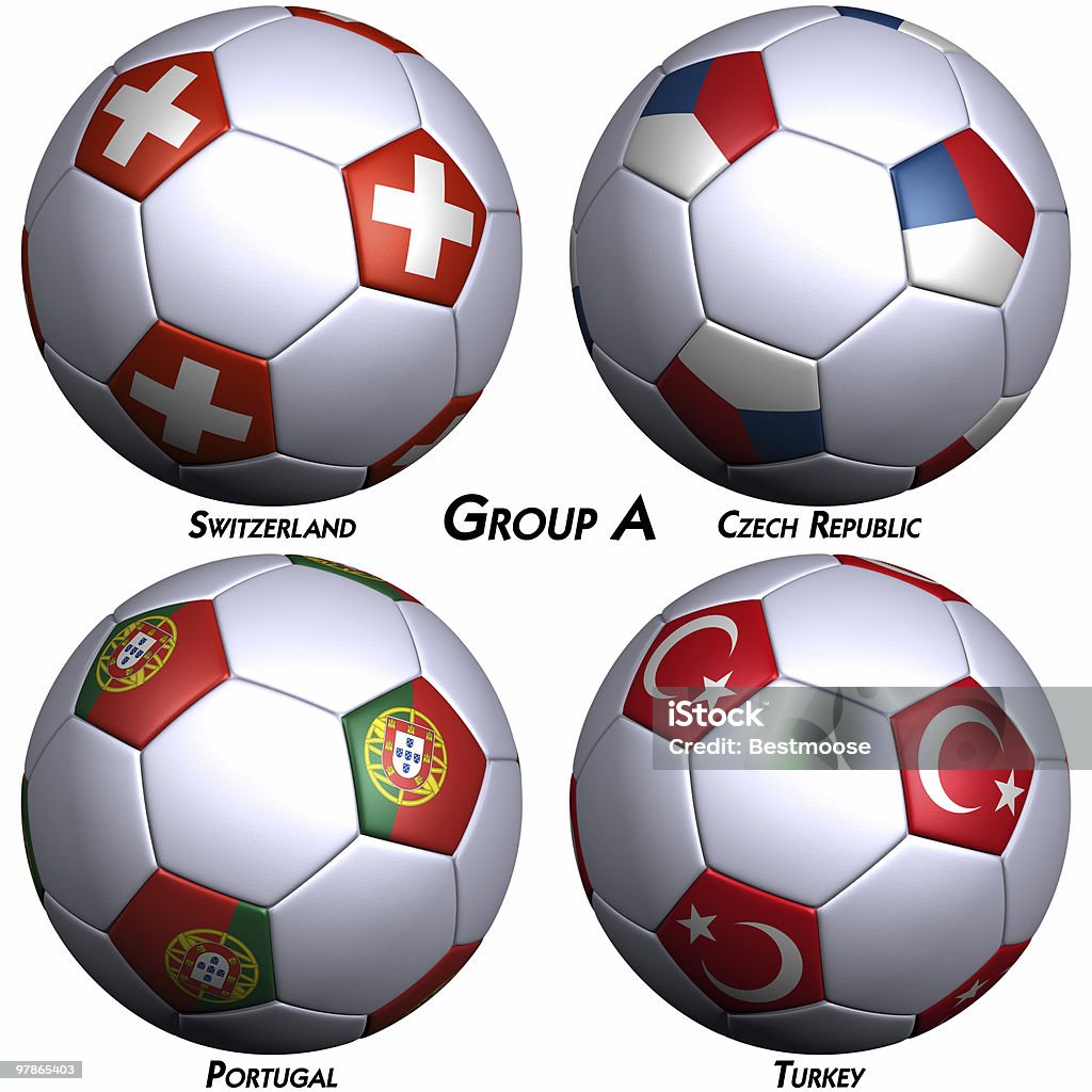 Cztery piłki nożnej z Flagi państw europejskich - Zbiór zdjęć royalty-free (Austria)
