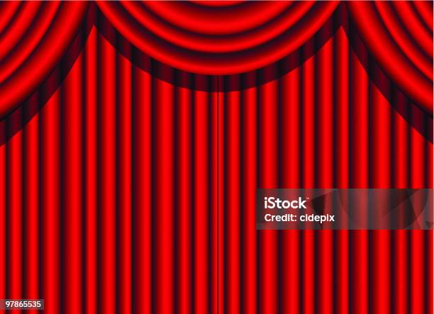 Cortina De Veludo Vermelho - Arte vetorial de stock e mais imagens de Auditório - Auditório, Cortina, Edifício de Teatro