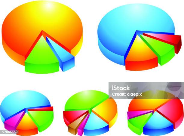 Ilustración de Pastel De Gráficos y más Vectores Libres de Derechos de Diagrama circular - Diagrama circular, Tridimensional, Actuación - Representación