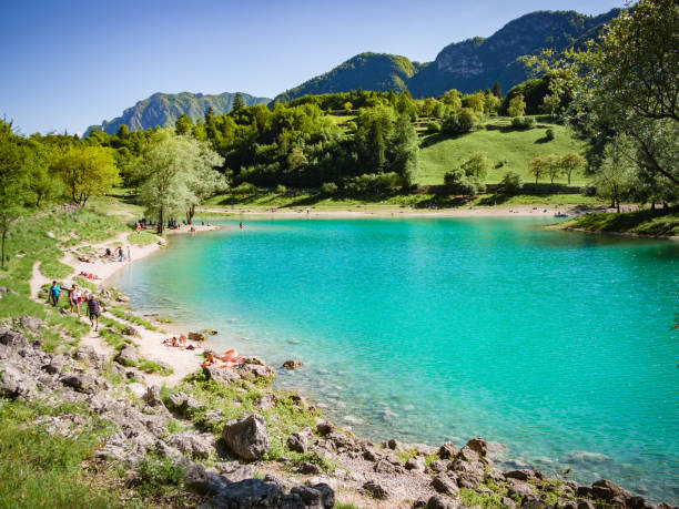 istock Lake Tenno surrounded by Italian alps. 978658152