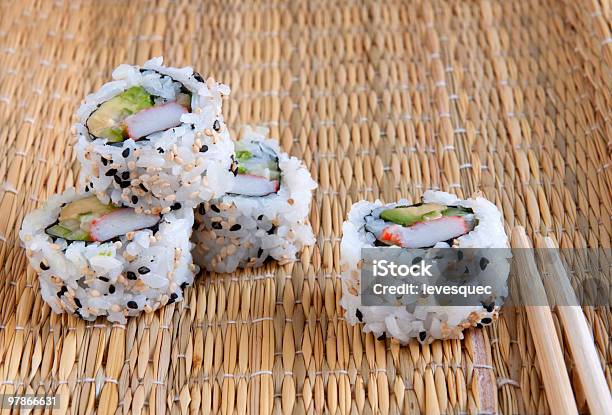 Sushi Stock Photo - Download Image Now - Avocado, Bamboo - Material, Chopsticks