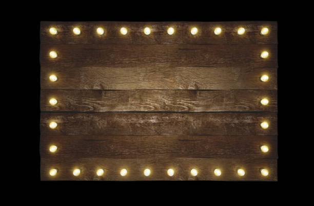 Wooden billboard with bulbs
