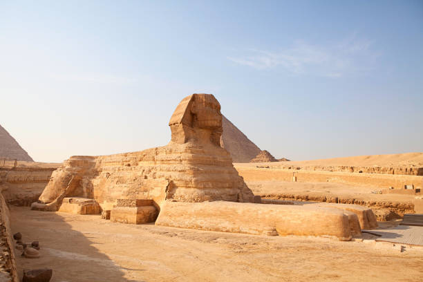 Great Sphinx and Great Pyramid of Giza stock photo