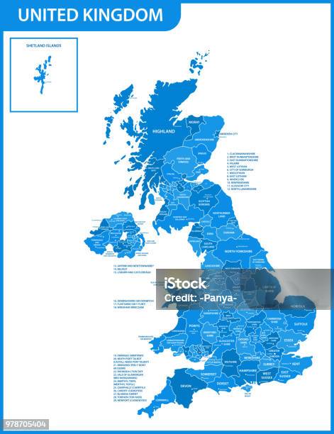 Ilustración de El Mapa Detallado De España Con Regiones O Estados Ciudades Y Capitales Real Actual Relevante Reino Unido División Administrativa De Gran Bretaña y más Vectores Libres de Derechos de Mapa