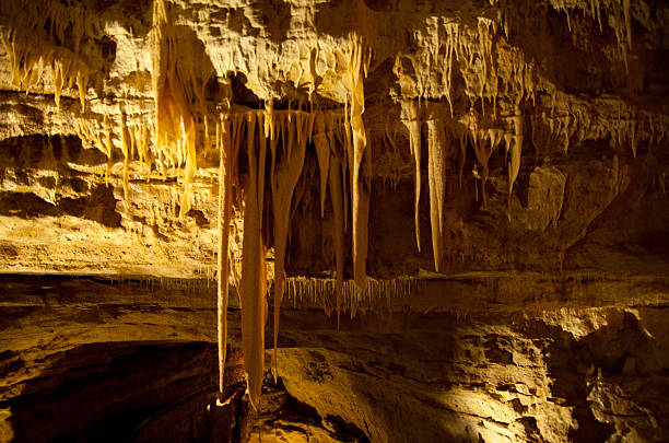 �шторы образование в cavern - stalactite стоковые фото и изображения