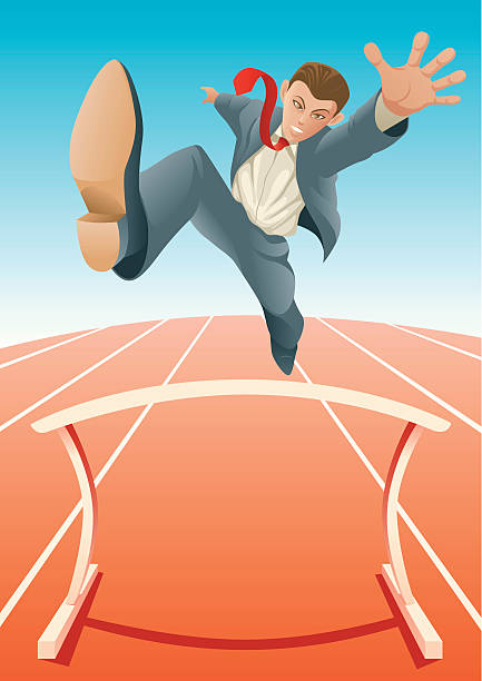 Jumps over Hurdle vector art illustration