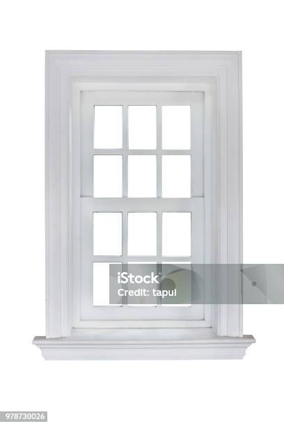 White Window Frame Isolated On White Background With Clipping Path Stock Photo - Download Image Now