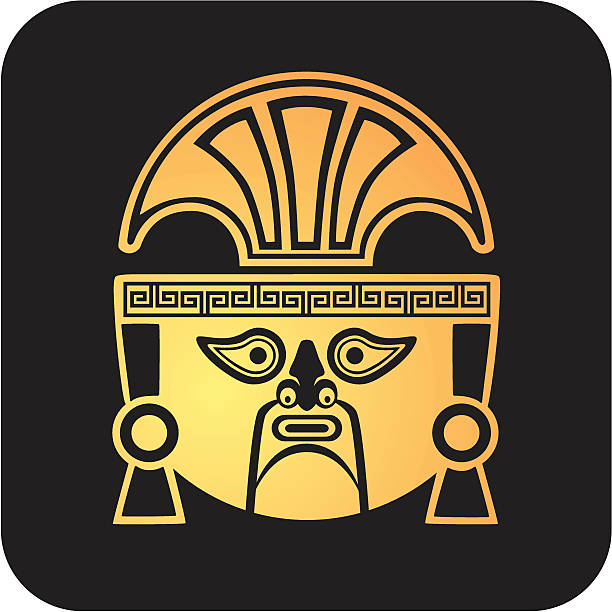 ilustraciones, imágenes clip art, dibujos animados e iconos de stock de azteca ai apaec máscara - guerrero azteca