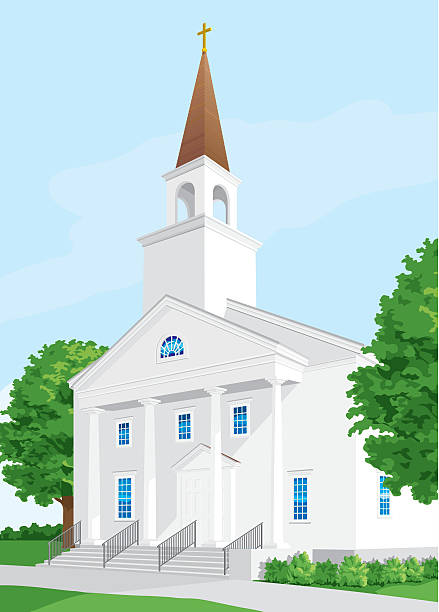 ilustrações, clipart, desenhos animados e ícones de christian chruch - church steeple vector christianity