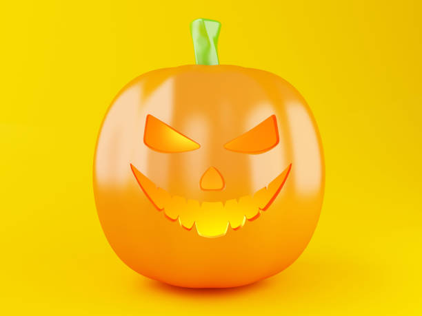 istock 3d Happy Halloween pumpkin with hat. 978748960
