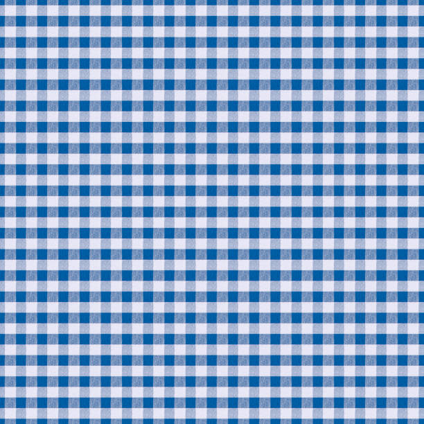 istock Seamless texture white fabric in blue cage, background for design 978754648