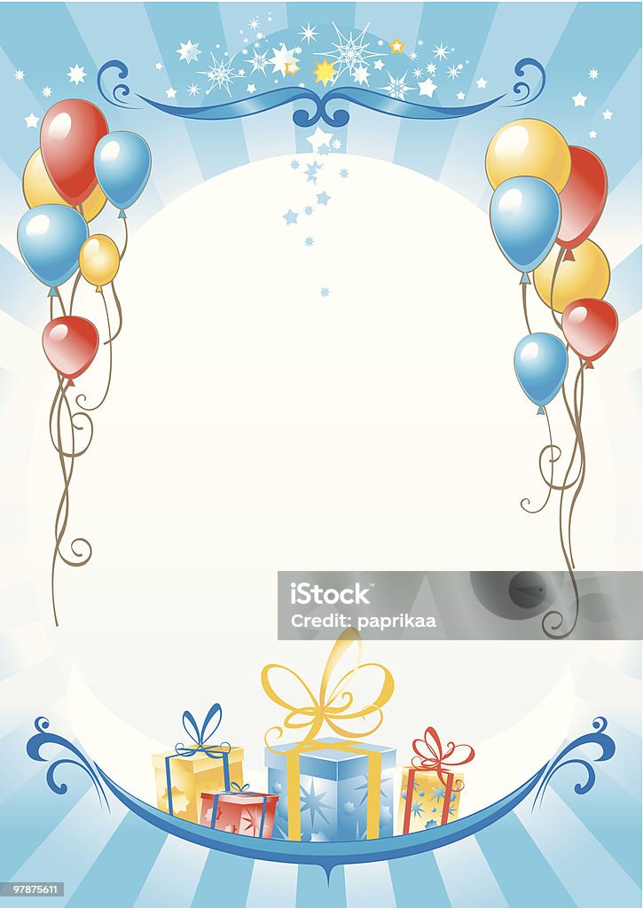 Elegant Blue Ballon With Winter Snow Shiny Sky Background Happy Birthday  Celebration Card Banner Template Stock Illustration - Download Image Now -  iStock