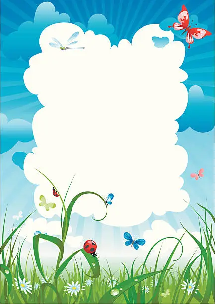 Vector illustration of Illustrated background image of a summer meadow